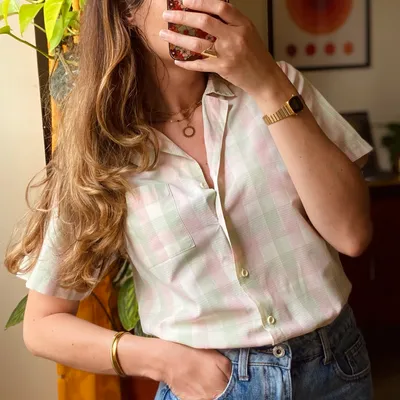 💚 Chemise vintage à carreaux pastel 🩷